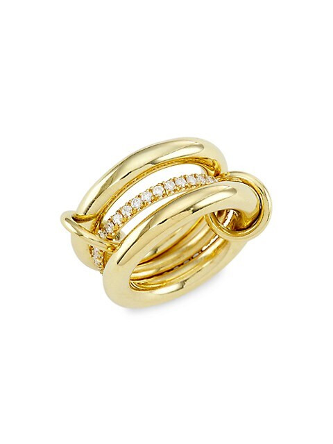 Libra 18K Yellow Gold & Diamond 3-Link Ring | Saks Fifth Avenue