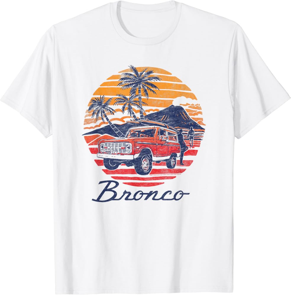 Ford - Bronco Retro Tropical Beach Sunset T-Shirt | Amazon (US)