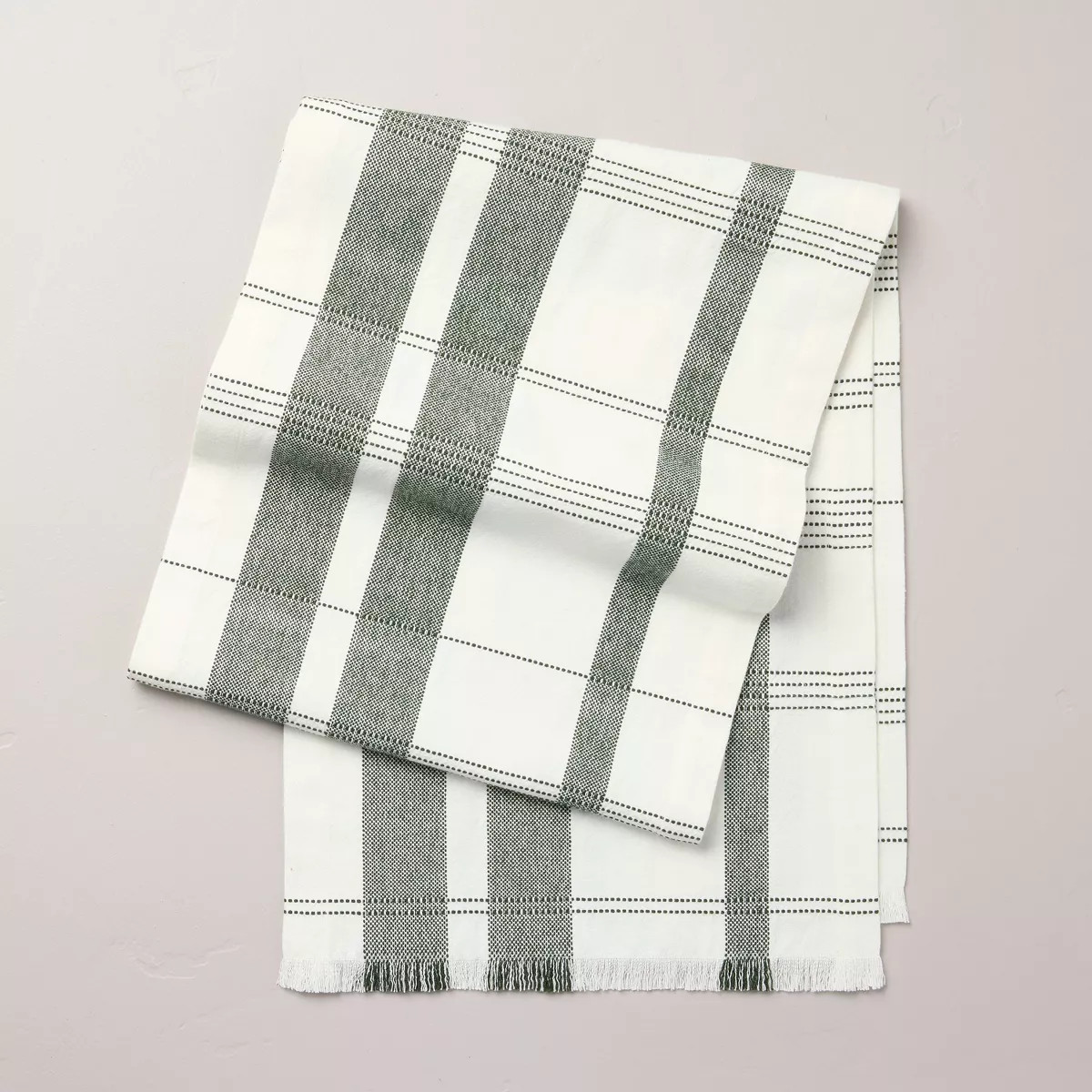 14"x72" Plaid Woven Table Runner Green/Cream - Hearth & Hand™ with Magnolia | Target