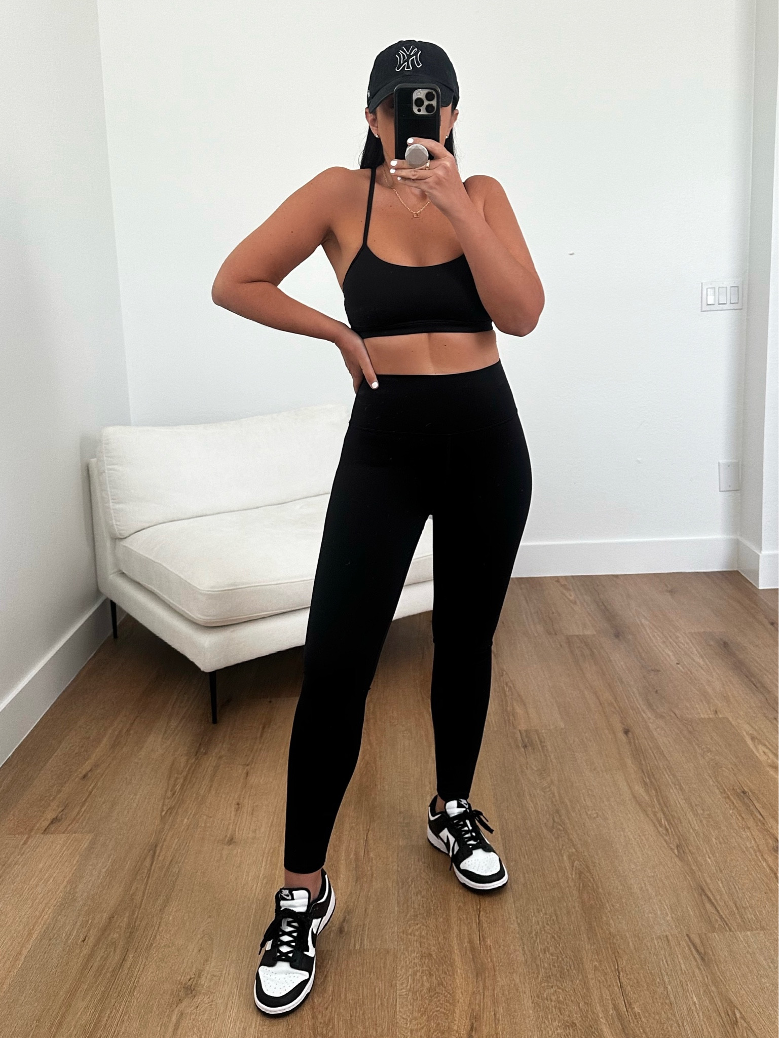 7/8 High-Waist Airlift Legging wearing size medium. Airlift Intrigue Bra wearing size medium. Dunk Low Basketball Sneaker runs true to size. 