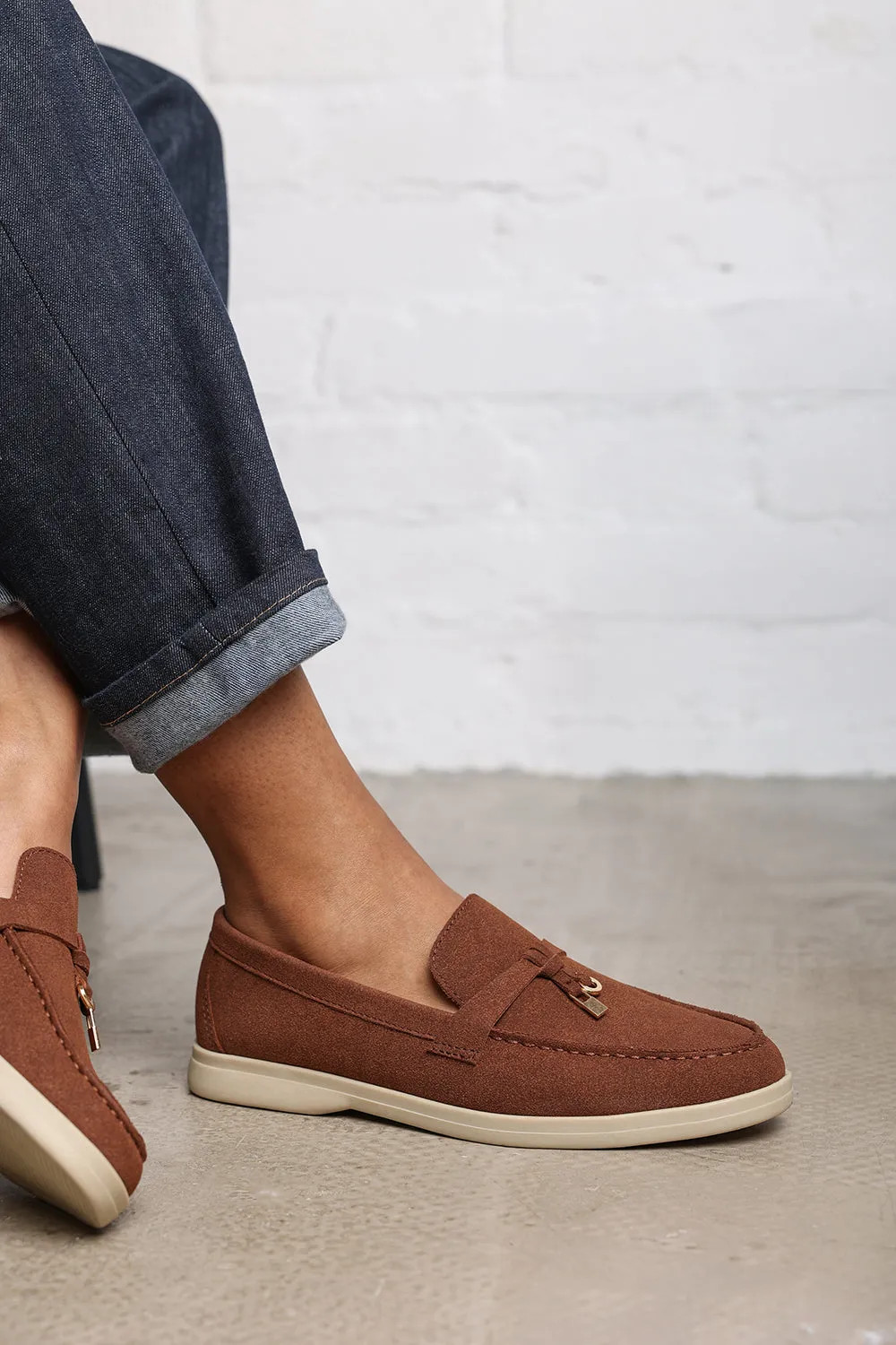 Flats | 'Charming' Slip On Suede Loafers Metal Trim Tassel | Where's That From | Debenhams UK