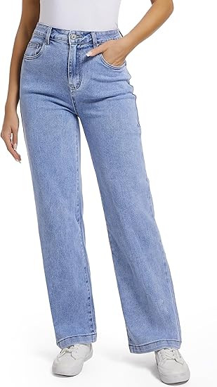 Women Jeans High Waist Trendy Tummy Casual Control Jeans Y2k Boyfriends Straight Jeans for Women | Amazon (US)