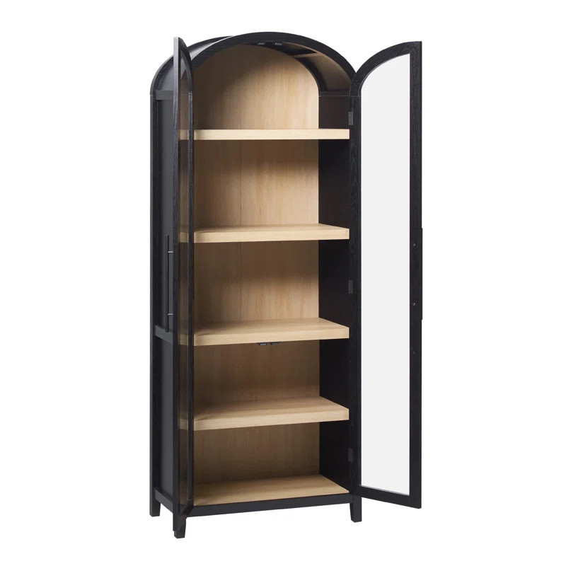 Ridunel Modern Arched Standard Bookcase with Glass Doors | Wayfair North America