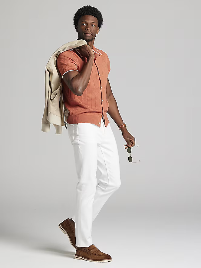 Joseph Abboud Modern Fit Lightweight Button Front Sweater | Sweaters | Men's Wearhouse | The Men's Wearhouse