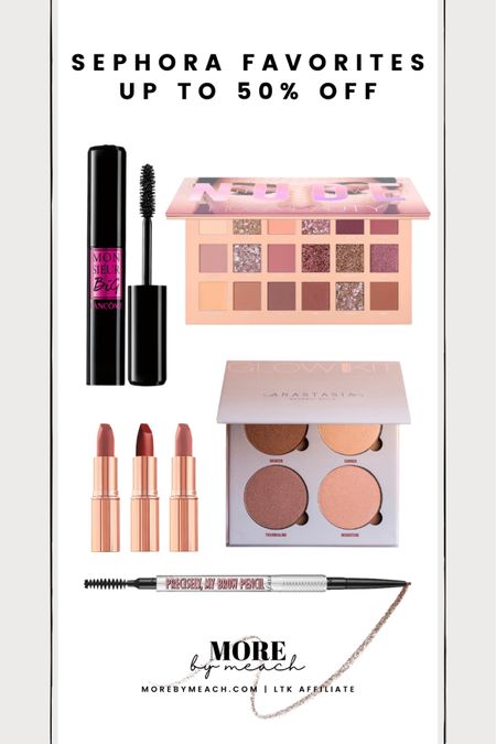 If you’re looking for a versatile eyeshadow palette, gorgeous highlighter palette, neutral
lipstick set, eyebrow pencil, or mascara, all of these are currently on major sale at Sephora today - most being 50% off! Click to shop. 

#LTKCyberweek #LTKsalealert #LTKbeauty