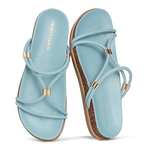 Project Cloud Sandals Women Dressy with Plush & Soft Insole - Non-Slip Strappy Sandals For Women 2026 - Lightweight Slides for Women Footwear - Stylish Womens Sandals (FLOAT,SBLVLEA,7M) | Amazon (US)