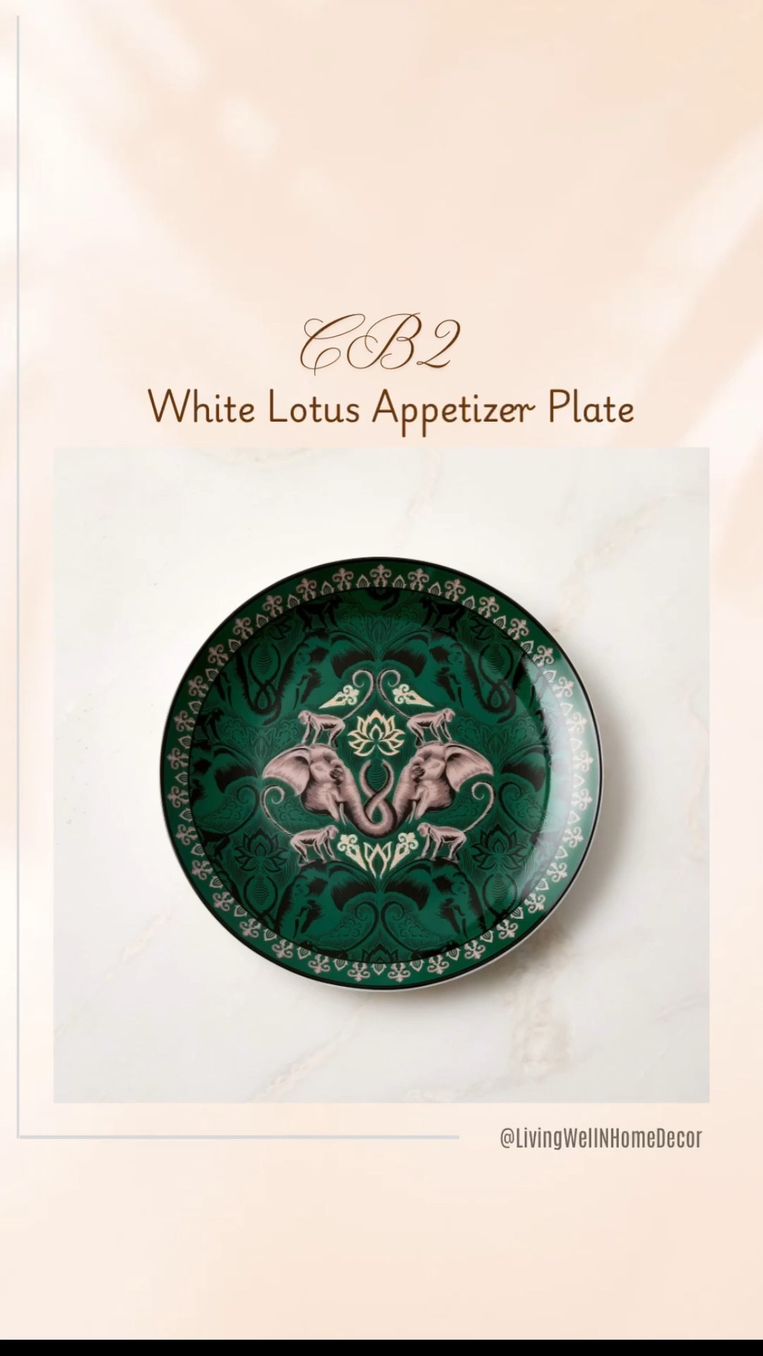 The White Lotus bone china appetizer plate offers a resort-style finishing touch to your soirées. Fired on prized bone china, the lavish pattern of pink elephants and a gold lotus flower pops against the dark green background. A nice feature on your dining table or plate wall. 


#LTKSpringSale #LTKHome #LTKSaleAlert