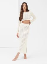 Cream Crochet Knit Midi Skirt - Kezia | 4th & Reckless