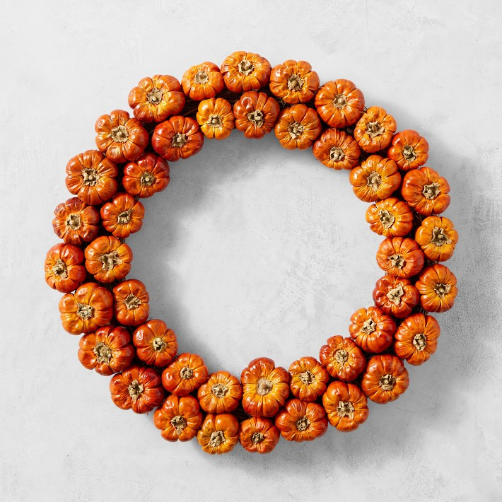 Mini Pumpkin Harvest Live Wreath | Williams-Sonoma