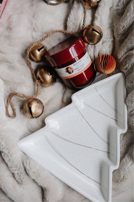 Beautiful holiday candle and Christmas tree shaped tray-  great hostess gift! 

#LTKGiftGuide #LTKHoliday #LTKhome
