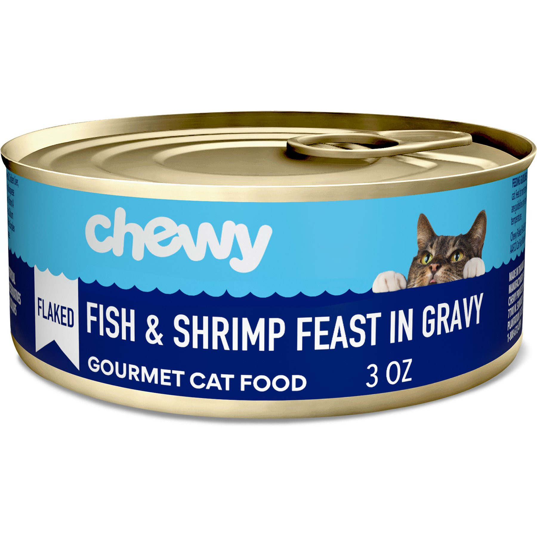 Chewy Made Flaked Fish & Shrimp Feast in Gravy Canned Wet Cat Food, 3-oz can, case of 6 | Chewy