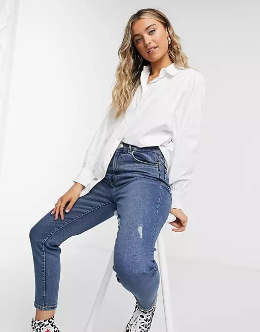 Stradivarius oversized poplin shirt in white | ASOS (Global)