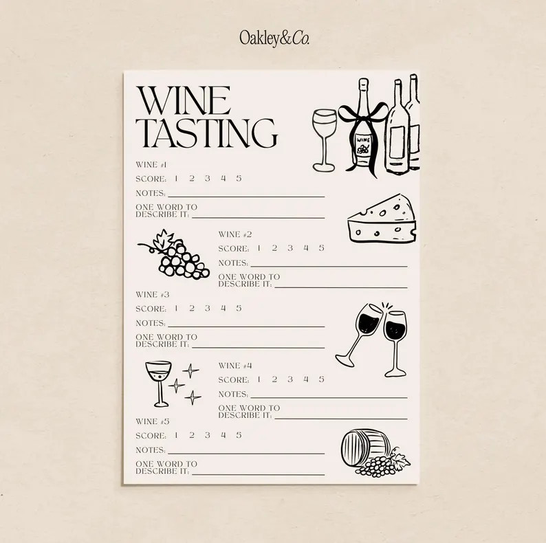 Wine Tasting Score Card: Printable Wine Night Sheet (canva Digital Download) - Etsy | Etsy (US)