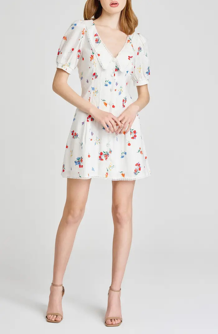 Berkleigh Floral Linen Blend Minidress | Nordstrom