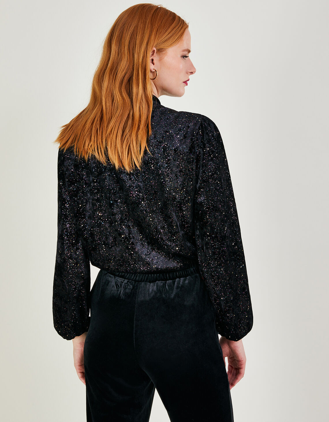 Tammy Velvet Pussybow Top Black | Monsoon (UK)