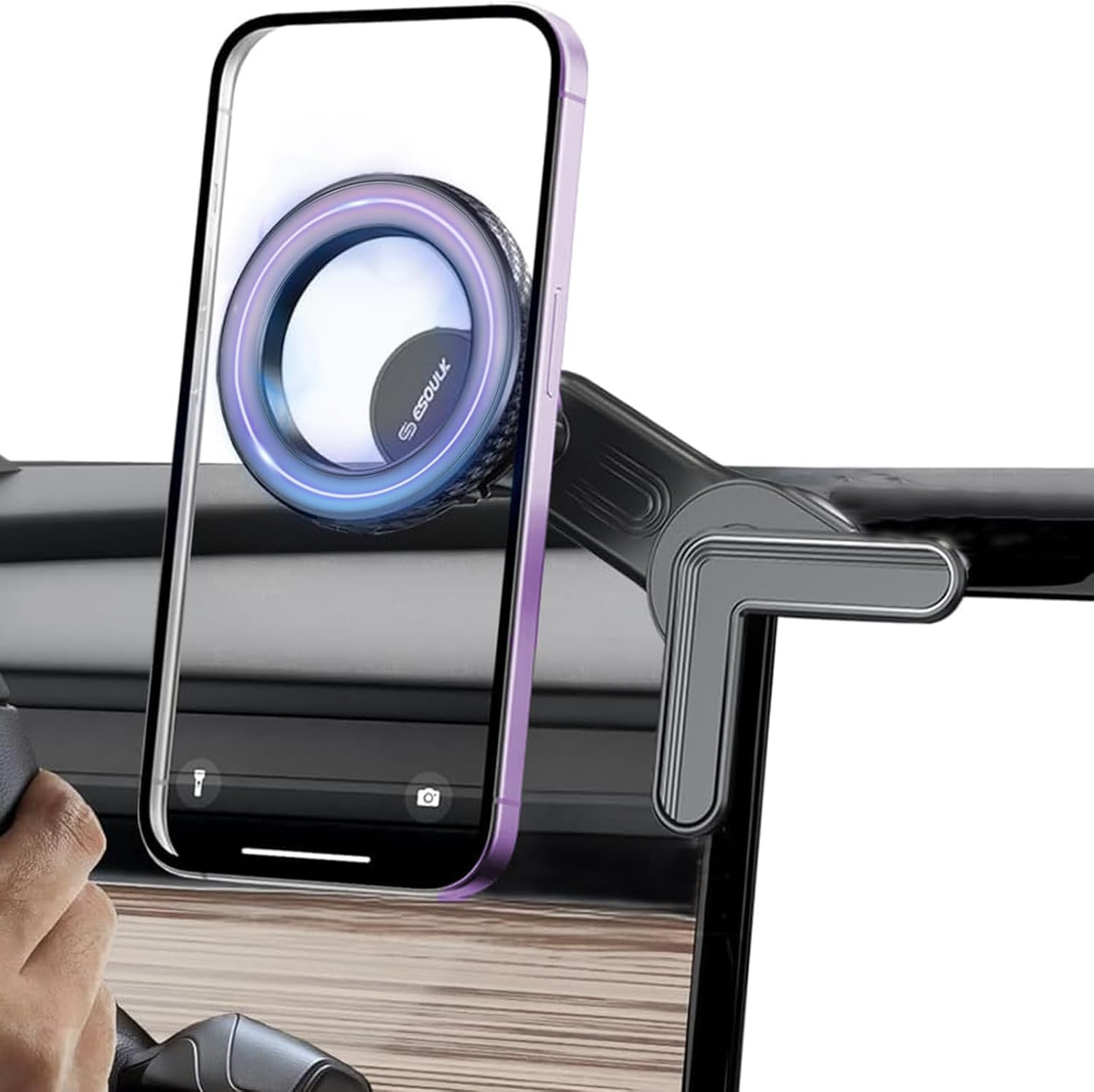 Esoulk - Universal Magnetic Tesla Monitor Mount Car Phone Holder Magsafe Compatible For iPhone 17 16 15 14 13 Pro Max - Black | Best Buy U.S.