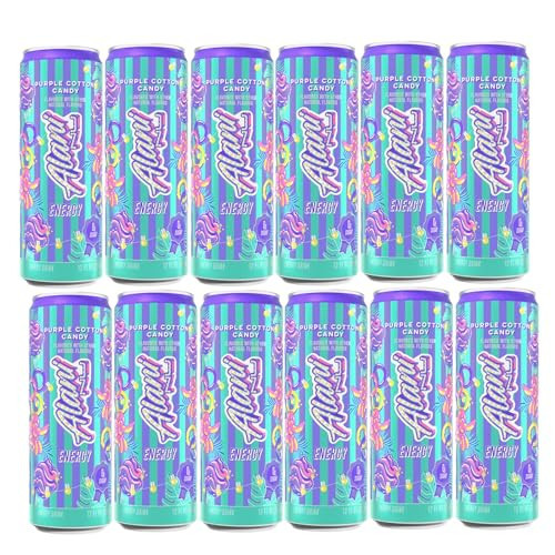Alani Purple Cotton Candy Energy Drink, Sugar Free Low Calorie Energy Drinks, 12 fl oz Cans (12 Pack) | Amazon (US)