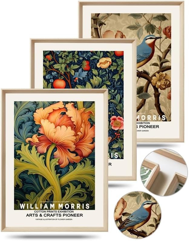 UPWOIGH Framed Wall Art, William Morris Wood Canvas Wall Art,12"x16" Cotton Pattern Colorful Bota... | Amazon (US)