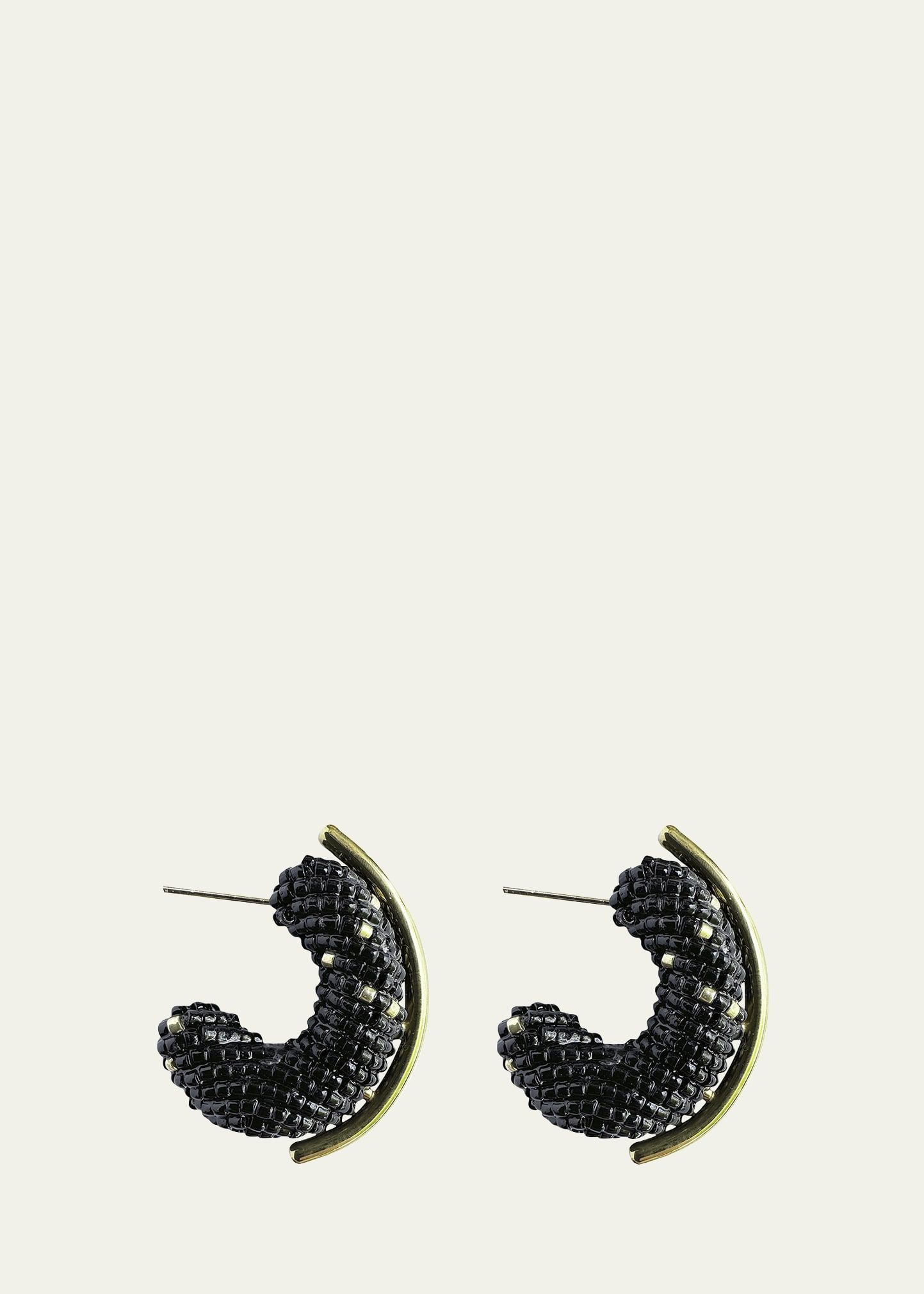 Susana Vega Mini Alba Hoop Earrings, Black | Bergdorf Goodman
