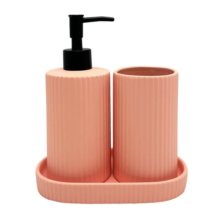 Mainstays By Becky G. & Alejandra 3-Piece Bath Accessory Set, Coral | Walmart (US)