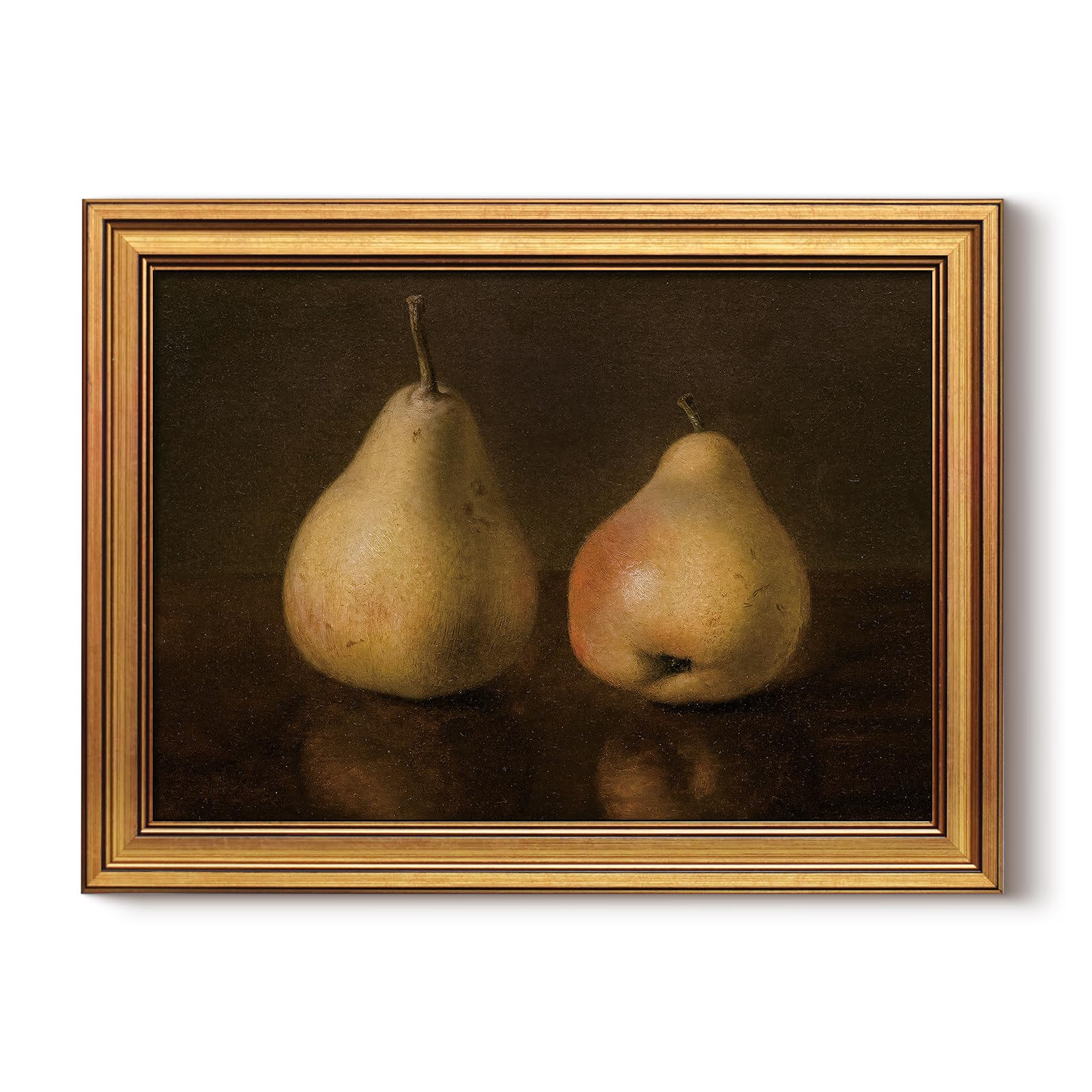 HUARCEY Gold Framed Vintage Wall Art for Living Room, Pear Fruits Painting Prints Shelf Decor for... | Amazon (US)