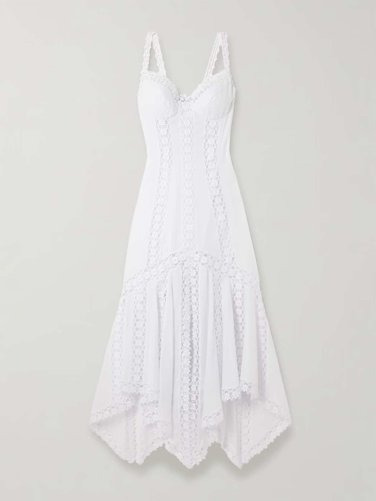Charo Ruiz - Blossel Tiered Guipure Lace-trimmed Cotton-blend Voile Midi Dress - White | NET-A-PORTER (US)