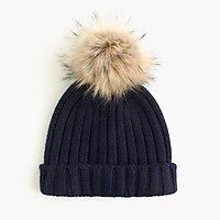 Ribbed beanie with faux-fur pom-pom | J.Crew US