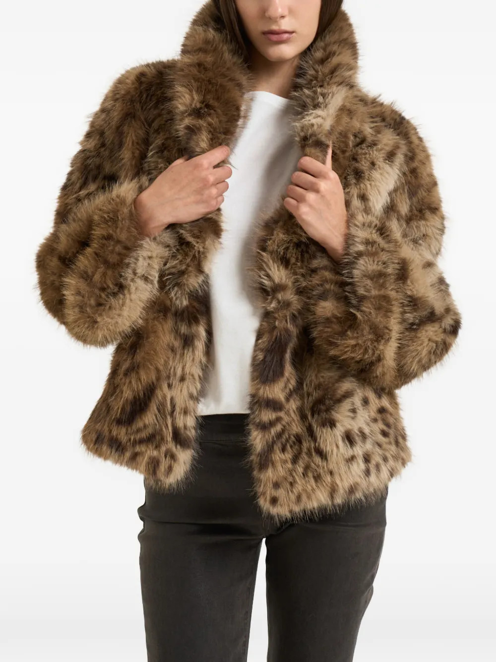 BULLY leopard-print faux-fur coat - Brown | Farfetch Global