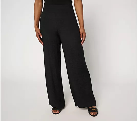 nicole by Nicole Miller Regular Pull-On Sally Pucker Wide Leg Pant | QVC