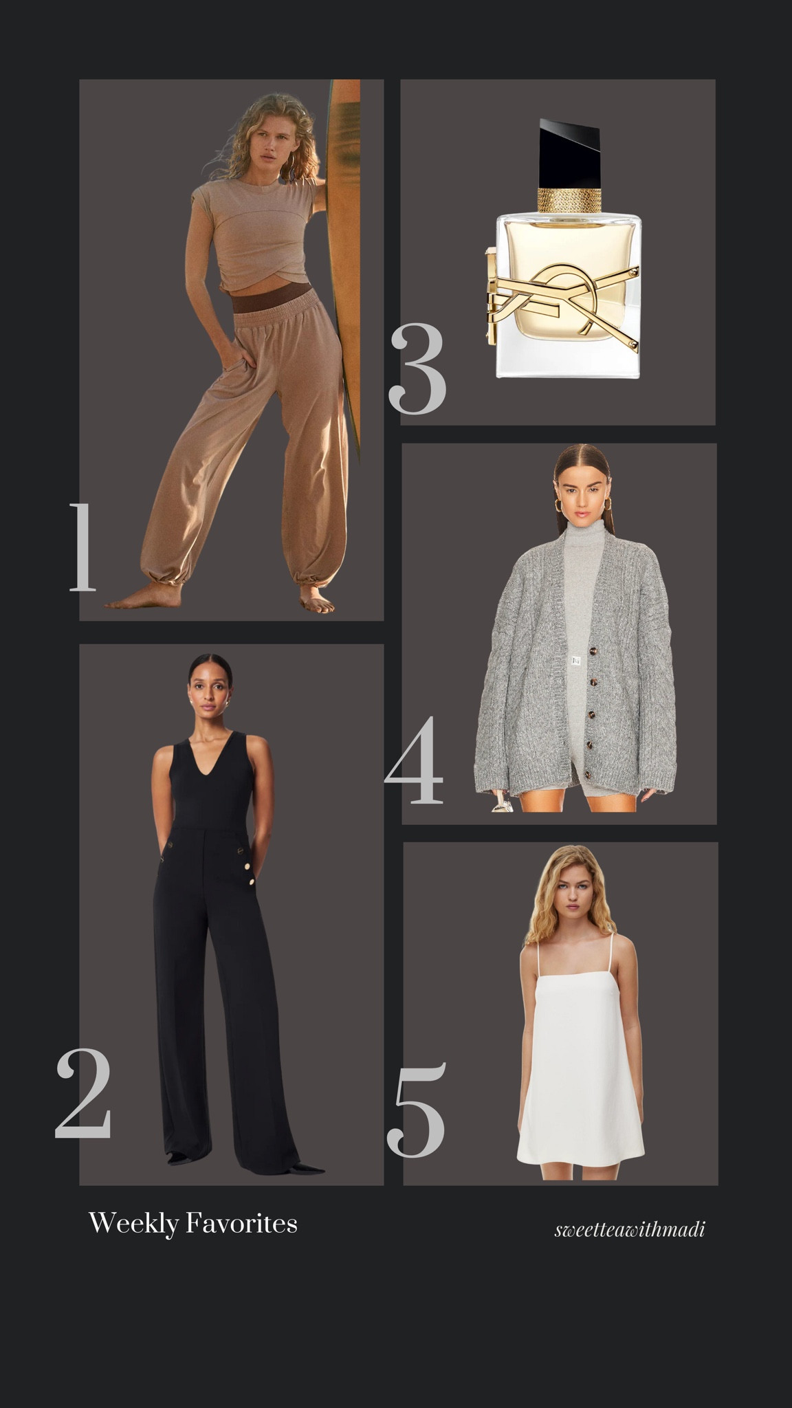 Rounding up this weeks favorites!! We are loving the free people set!!

Weekly favorites, free people, ysl perfume, revolve cardigan Spanx pants, Aritzia dress 

#LTKstyletip #LTKSeasonal #LTKbeauty