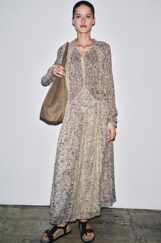 ZW COLLECTION METALLIC THREAD DRESS | Zara US