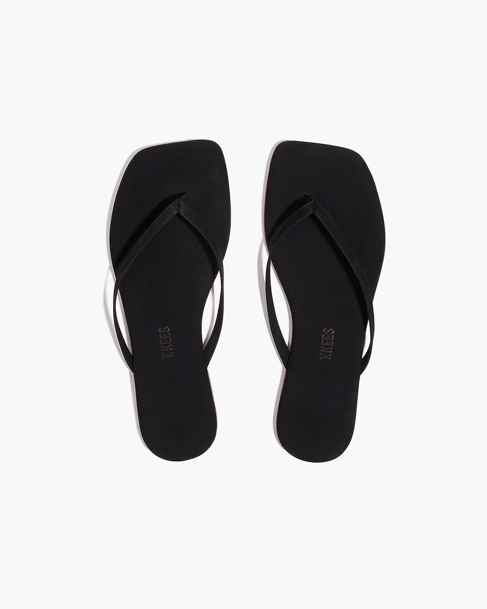 TKEES Square Toe Lily Suede Flip Flops in Sable | TKEES