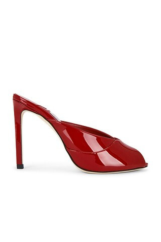 Jimmy Choo Brigitte Patent Leather 100 Mule in Ruby Red - Red. Size 38.5 (also in 36, 36.5, 37.5, 38, 39, 39.5, 41). | FWRD 