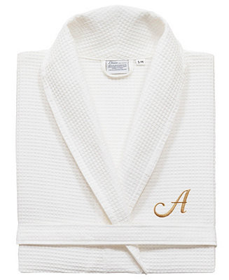 Linum Home Personalized Unisex Embroidered Turkish Cotton Waffle Weave Bathrobe - Macy's | Macy's
