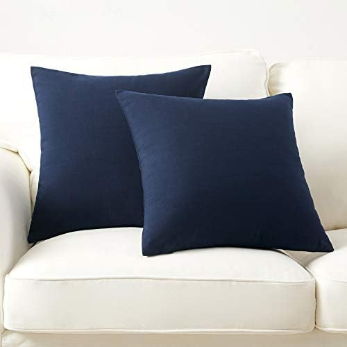 Amazon.com: Longhui Bedding Linen Blend Throw Pillow Cover, Navy Blue 20” x 20” Decorative Pi... | Amazon (US)