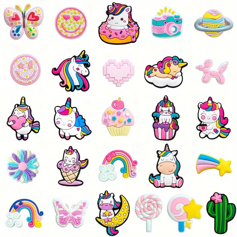 Rainbow Flower Butterfly Kawaii Cartoon Shoes Charms Clogs - Temu | Temu Affiliate Program