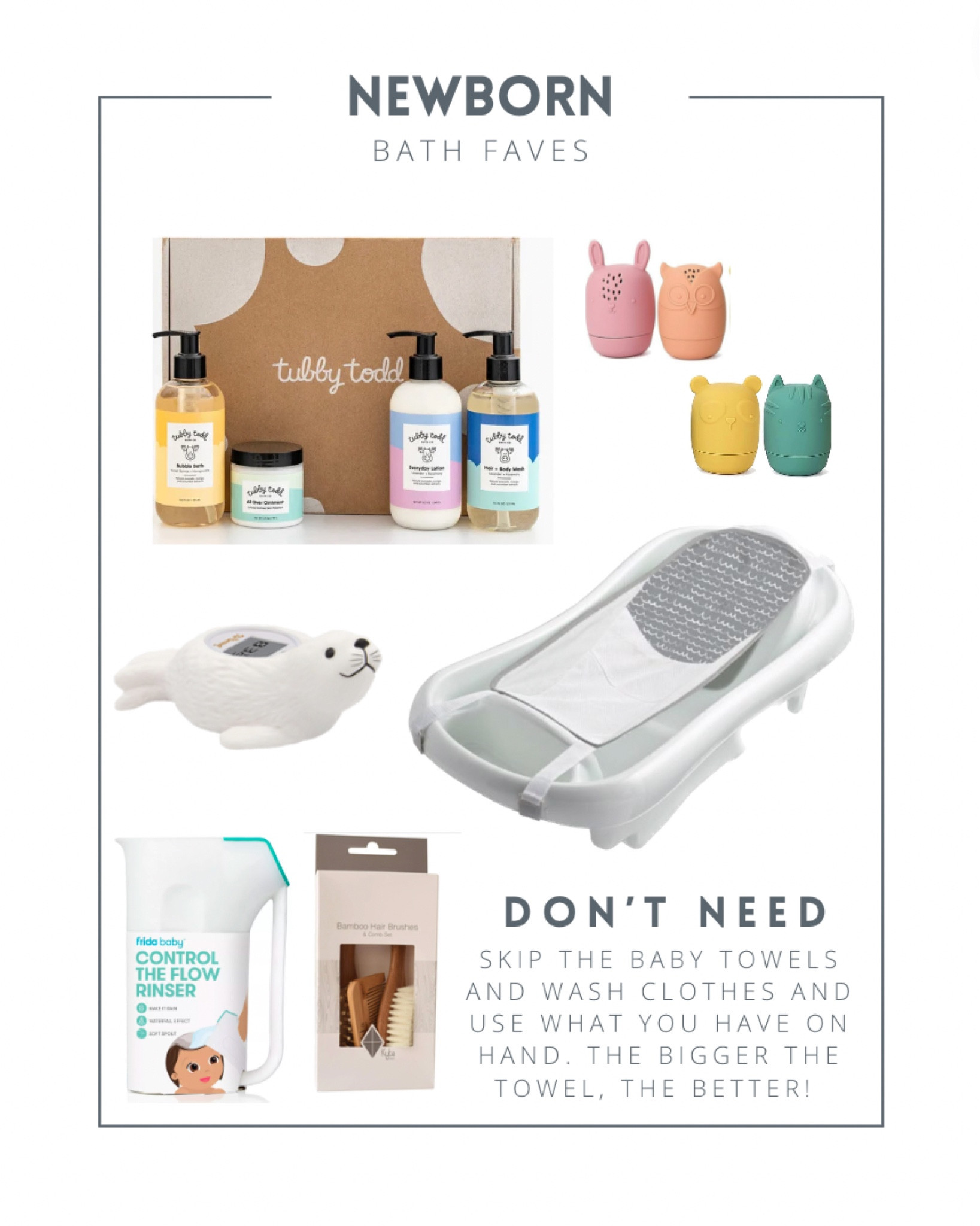 Newborn bath faves! Loving the tubby Todd collection. Pro tip- skip baby towels and wash cloths and use what you use for yourself. The larger towels are the best! 

Baby boy, girl, essentials, must haves

#LTKbump #LTKfamily #LTKbaby