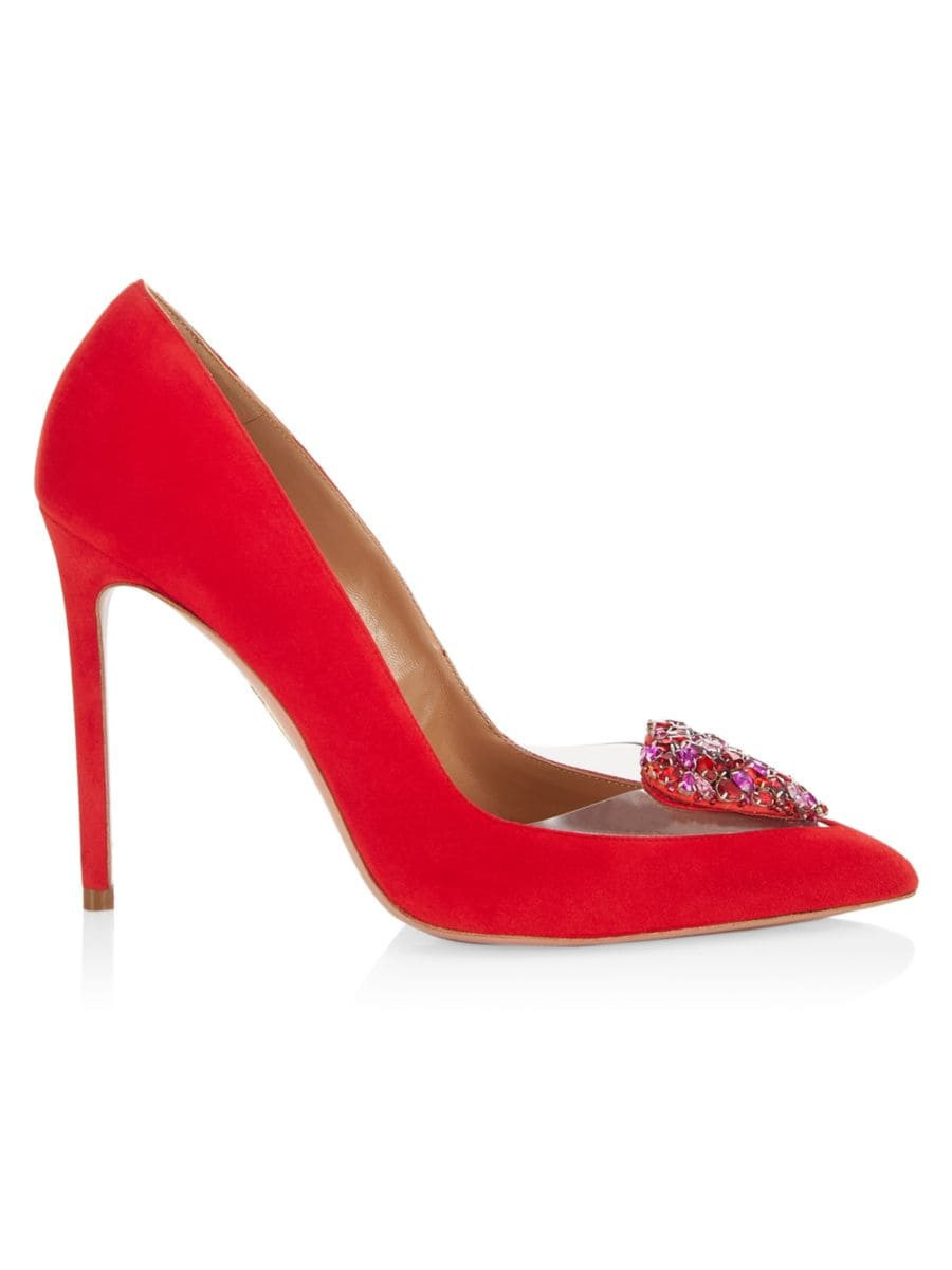 Love Me Crystal-Embellished Leather Pumps | Saks Fifth Avenue
