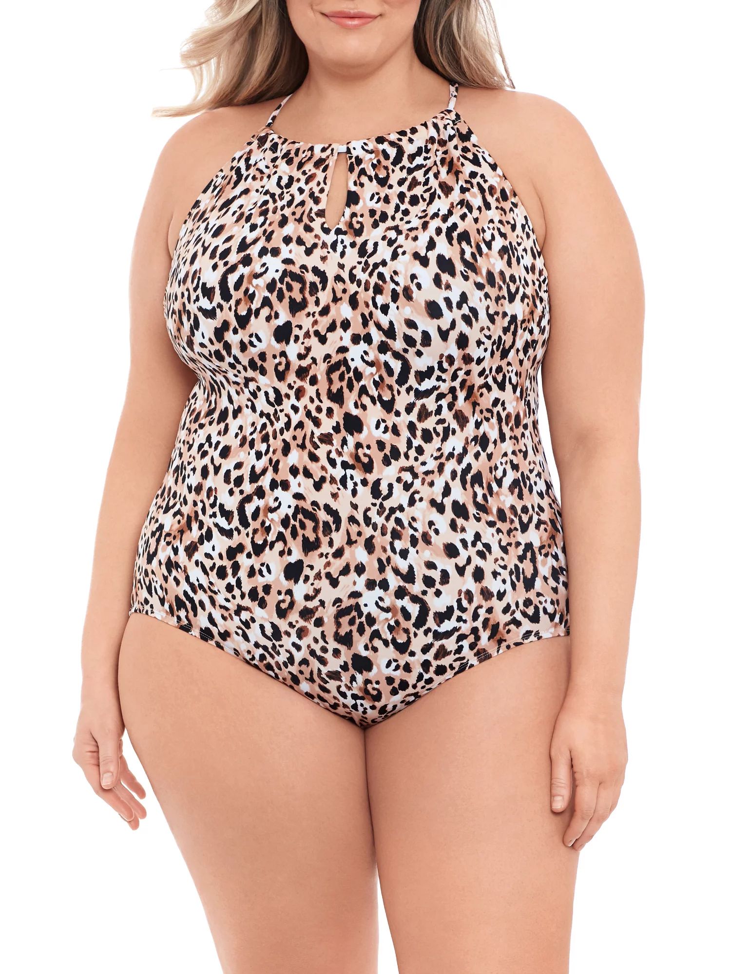 Time and Tru Women’s and Plus Keyhole One Piece Swimsuit - Walmart.com | Walmart (US)