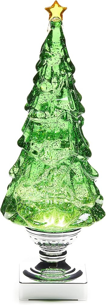 Light Up Christmas Tree Snow Globe with Glitter, 15.25", Green | Amazon (US)