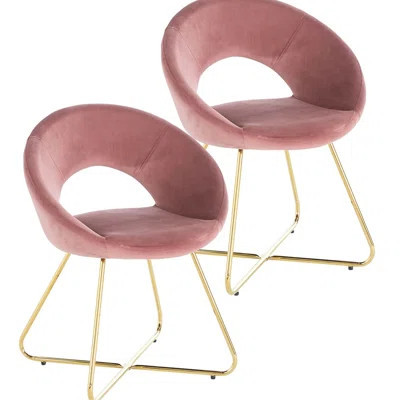Modern Pink Velvet Chairs (2) - Comfortable Side Chair For Office, Conference Room Upholstery, Stable Legs 2pcs Accent Balcony, Club Elegant Appearanc | Wayfair North America