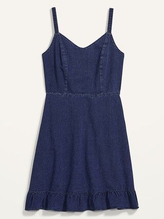 Fit & Flare Cami Ruffle-Hem Jean Dress for Women | Old Navy (US)