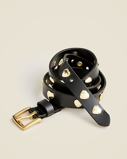 Girls' heart-stud belt in leather | J. Crew US