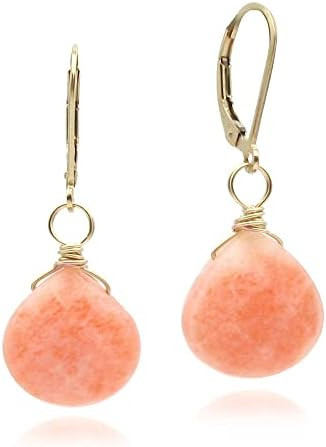 Simulated Gemstone Birthstone Earrings Glass Drop 14k Gold Filled Leverback | Amazon (US)