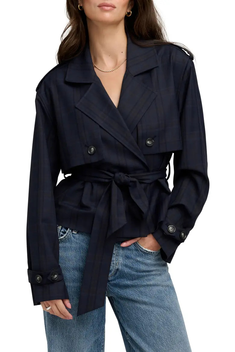 The Cropped Charles Plaid Trench Coat (Women) | Nordstrom | Nordstrom