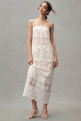 BHLDN Strapless Eyelet Column Maxi Dress | Anthropologie (US)