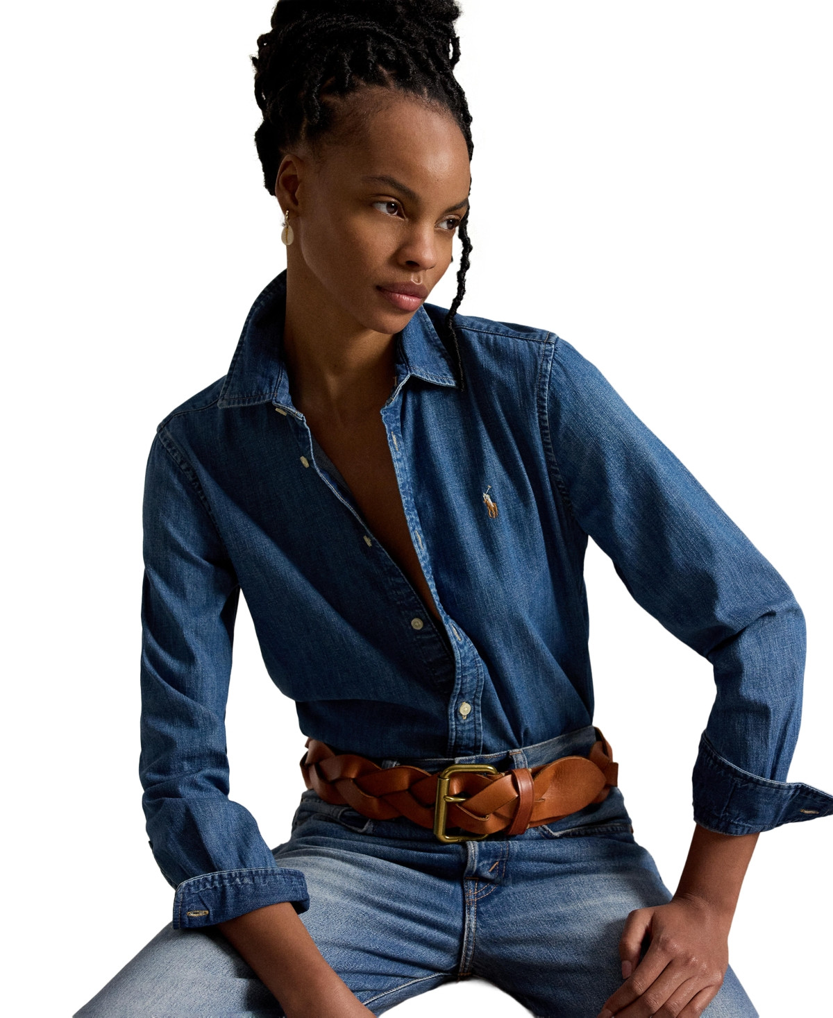 Polo Ralph Lauren Women's Slim-Fit Denim Shirt - Merced Wash | Macy's