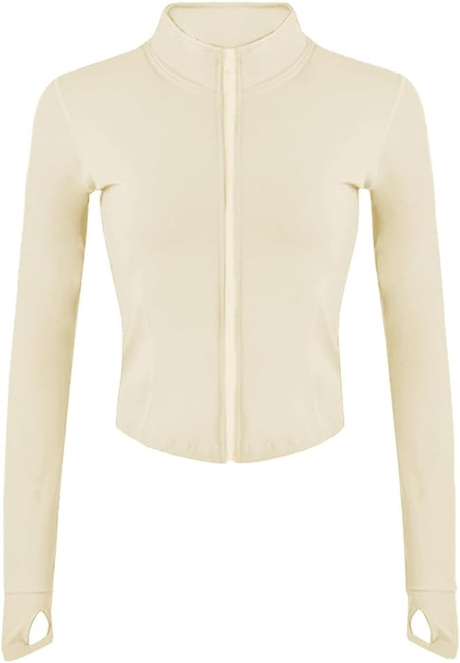 Lviefent Womens Lightweight Full Zip Running Track Jacket Workout Slim Fit Yoga Sportwear with Th... | Amazon (US)