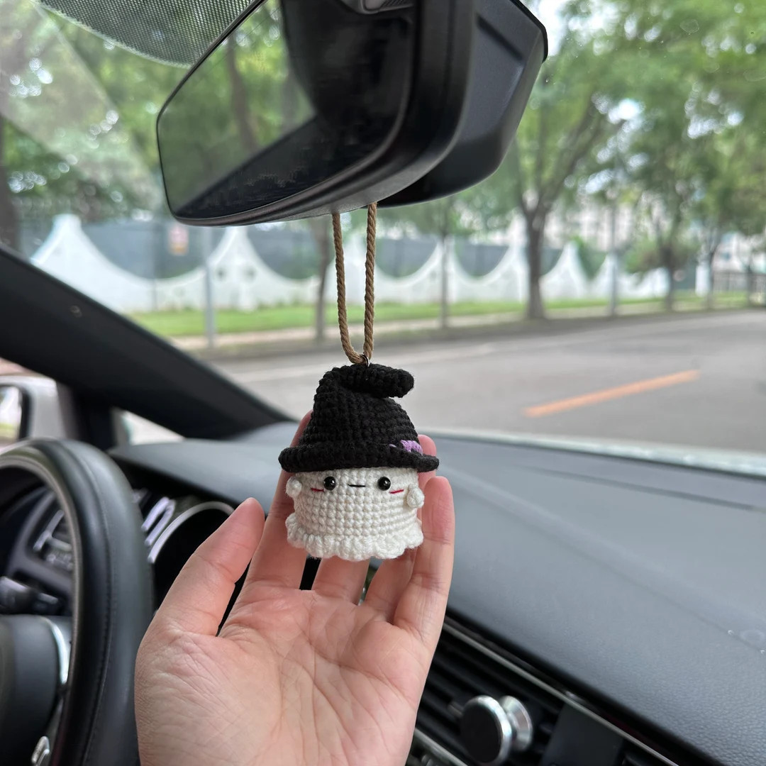 Crochet Ghost Car Accessory Crochet Car Decoration Halloween - Etsy | Etsy (US)