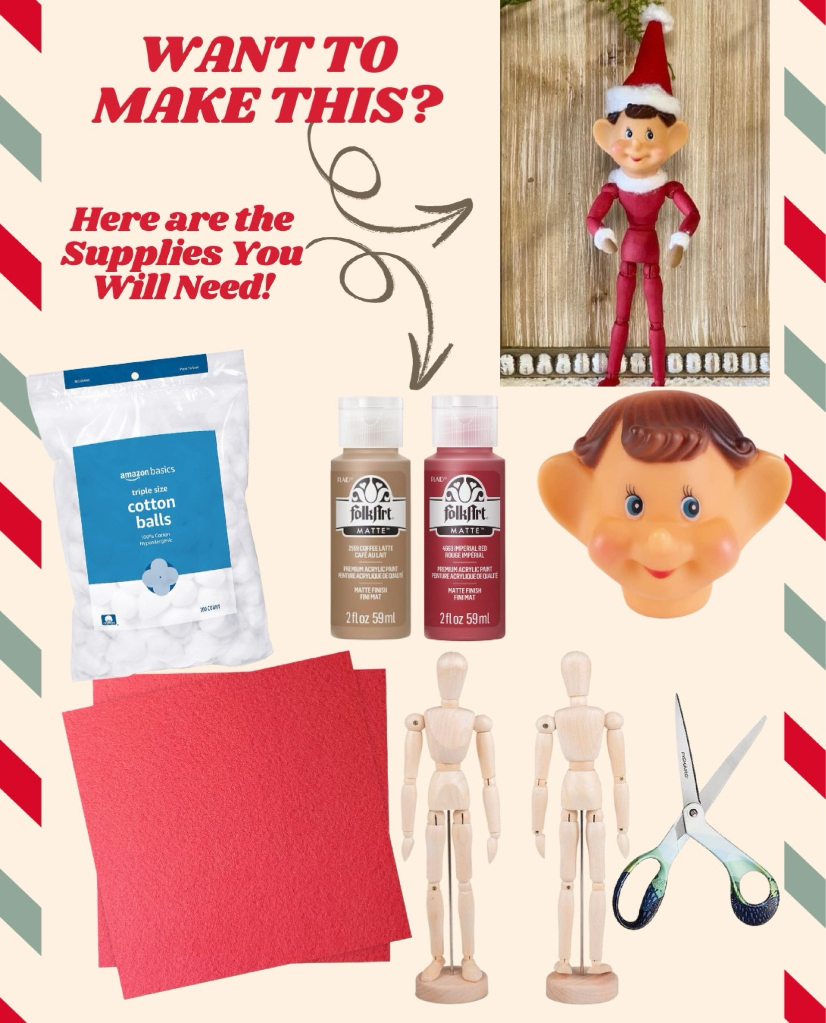 If you are wanting to make this adorable elf, here is everything that you will need besides paint brushes and hot glue! 

#LTKSeasonal #LTKHome #LTKHoliday